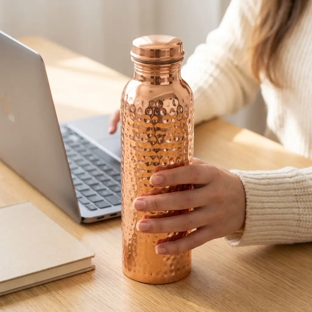 Hammered copper water bottle